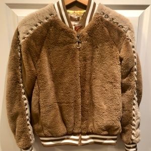 Mother Faux Fur Varsity  Letterman Jacket